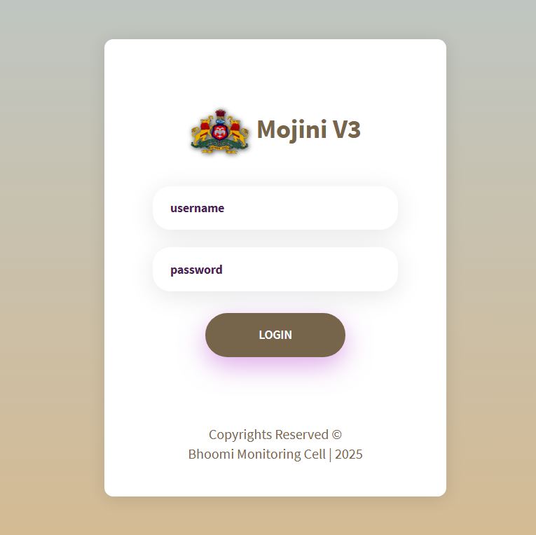 Mojini Survey Document Login Interface