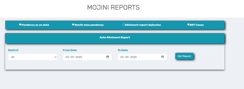 Mojini Report (Allotment Report Dailywise)