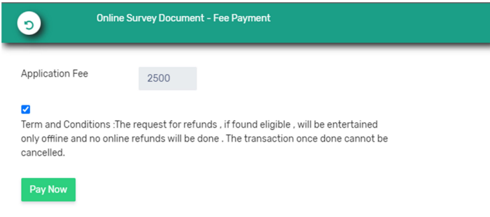 Online survey document fee payment